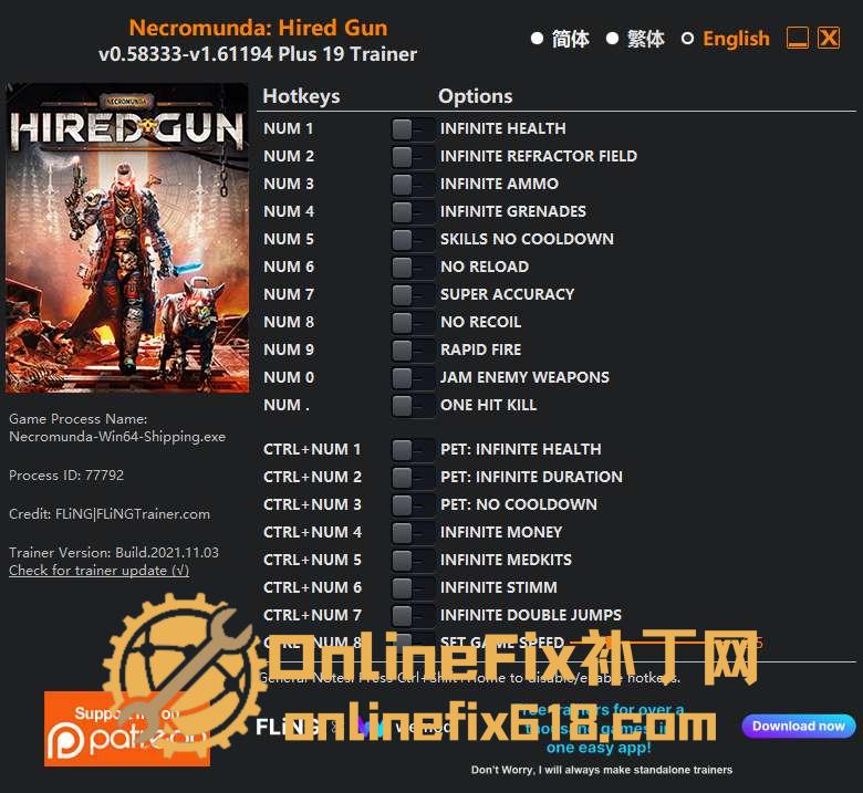 涅克罗蒙达:赏金猎人|19项修改器|2021.11.03 涅克罗蒙达:赏金猎人