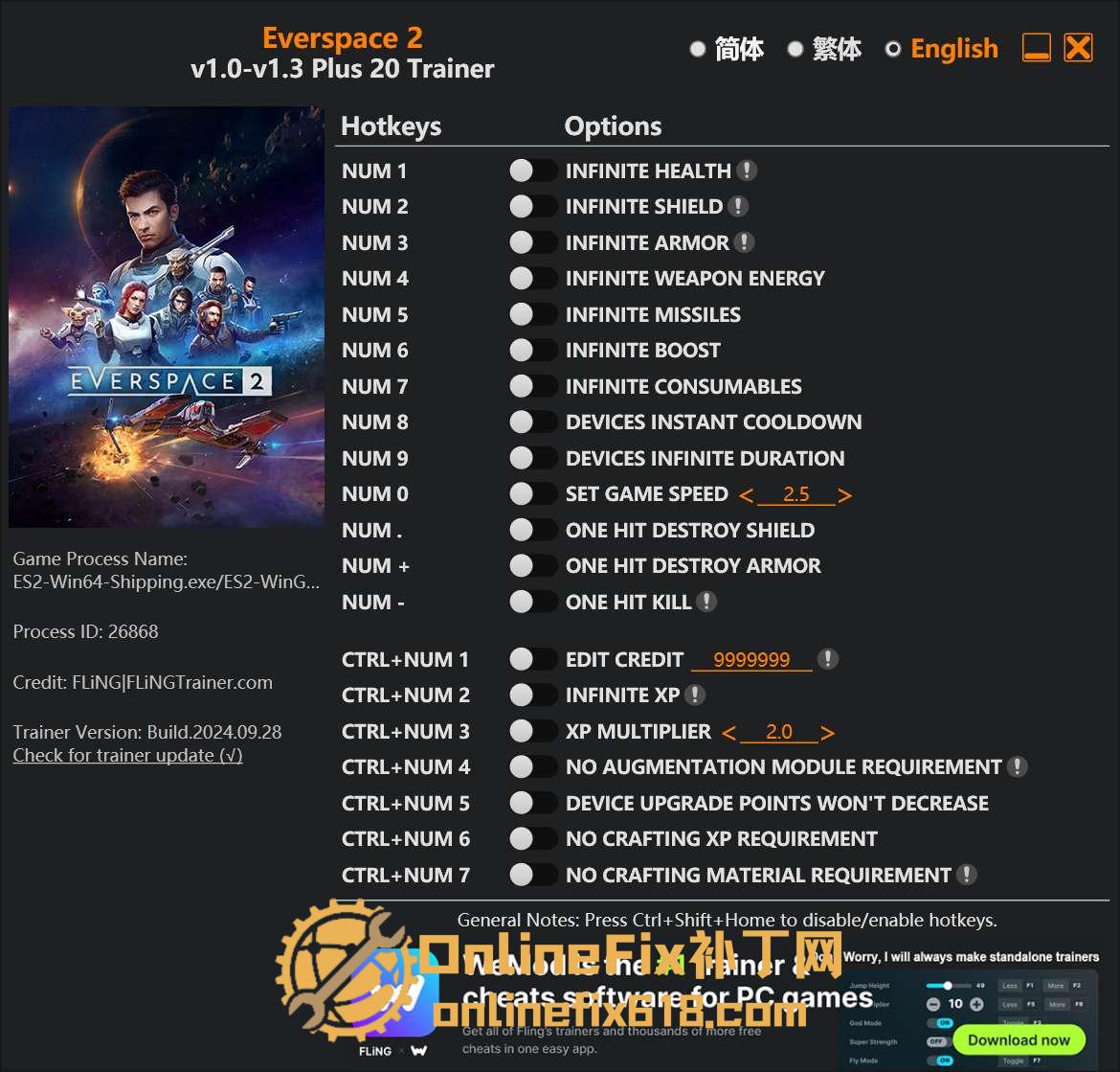 永恒空间2|20项修改器|2025.05.31 永恒空间2