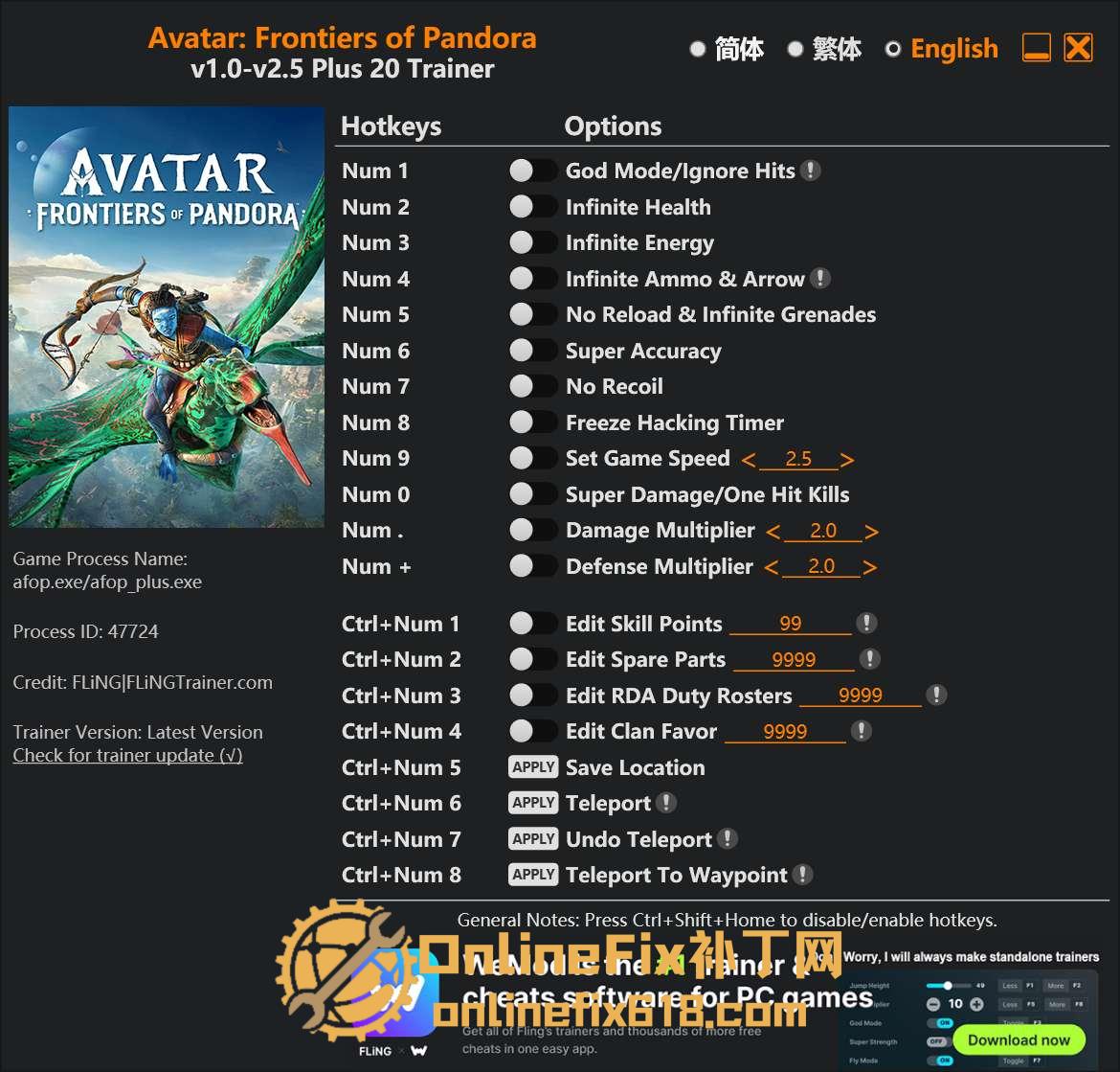 阿凡达:潘多拉边境|20项修改器|2025.12.24 阿凡达:潘多拉边境|20项修改器|2025.12.24